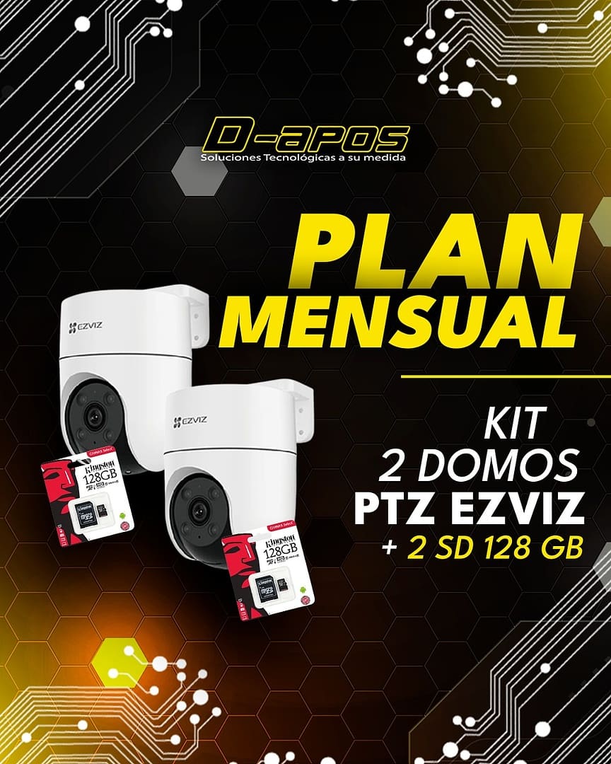 Kit de 2 domos PTZ EZVIZ con tarjetas SD de 128 GB